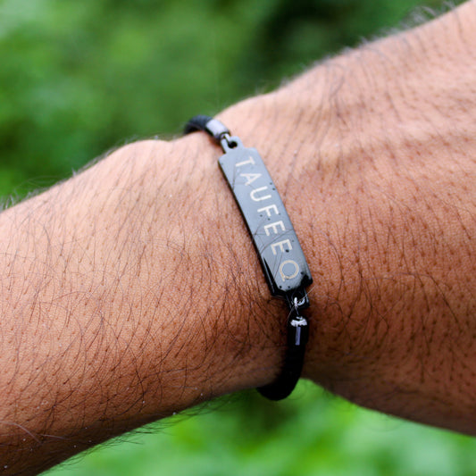 Yours Truly Engraved Leather Bracelet