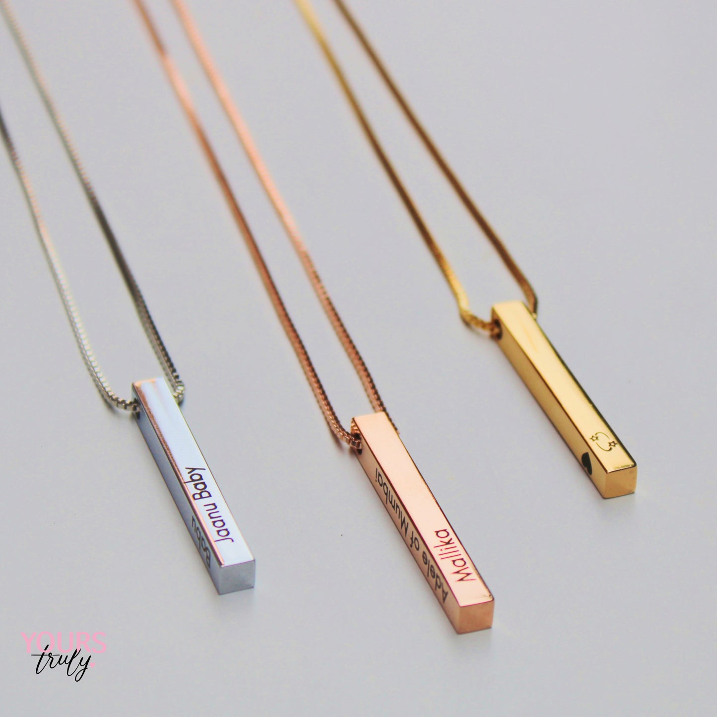 Yours Truly 22K Plated Cuboid Memory Bar Necklace