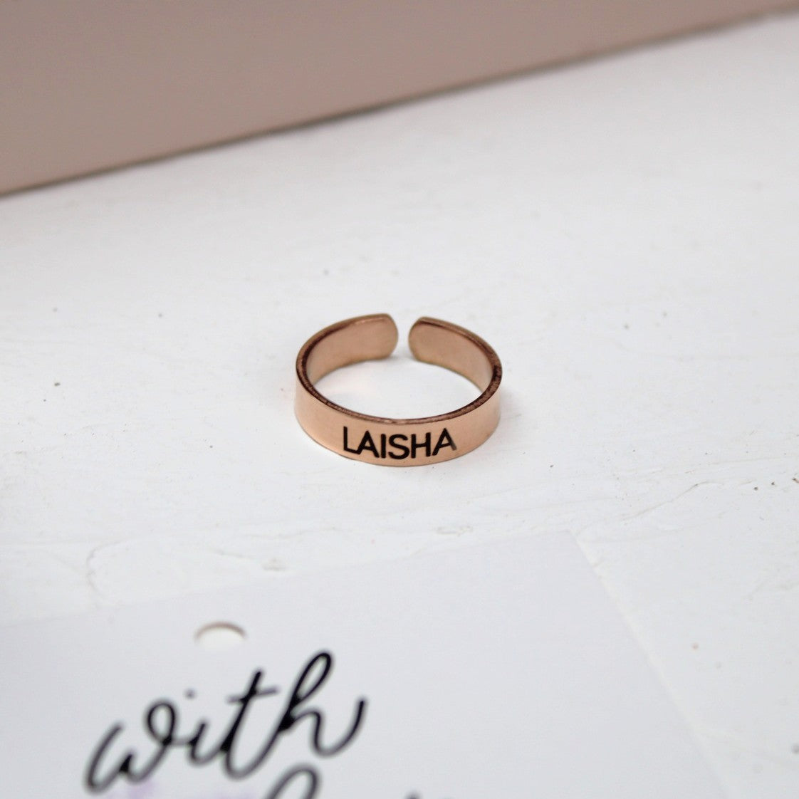 Yours Truly 22K Plated Engraved Ring