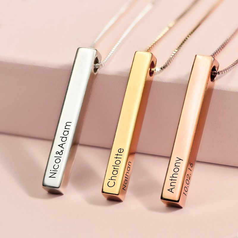 Yours Truly 22K Plated Cuboid Memory Bar Necklace