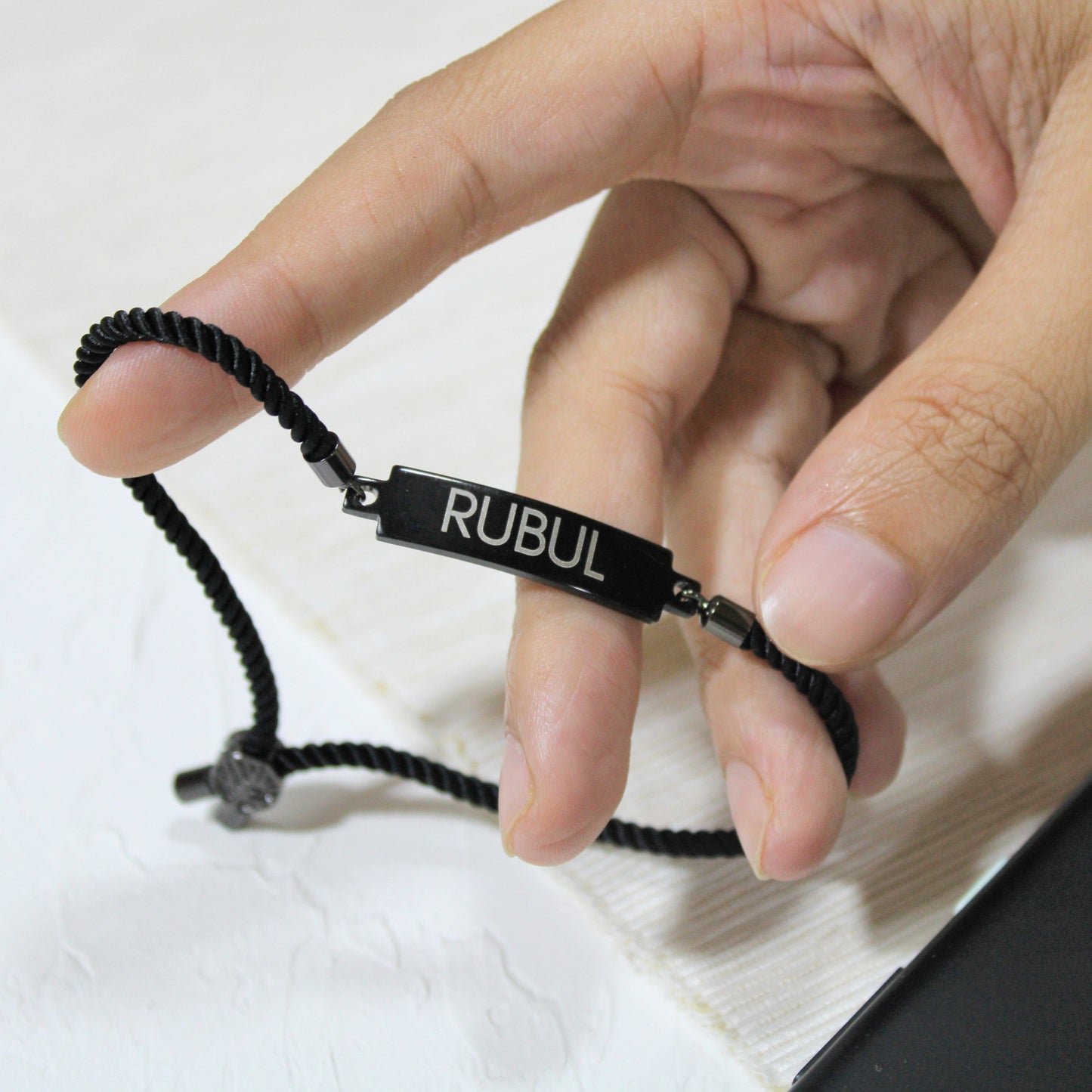 Yours Truly Engraved Leather Bracelet