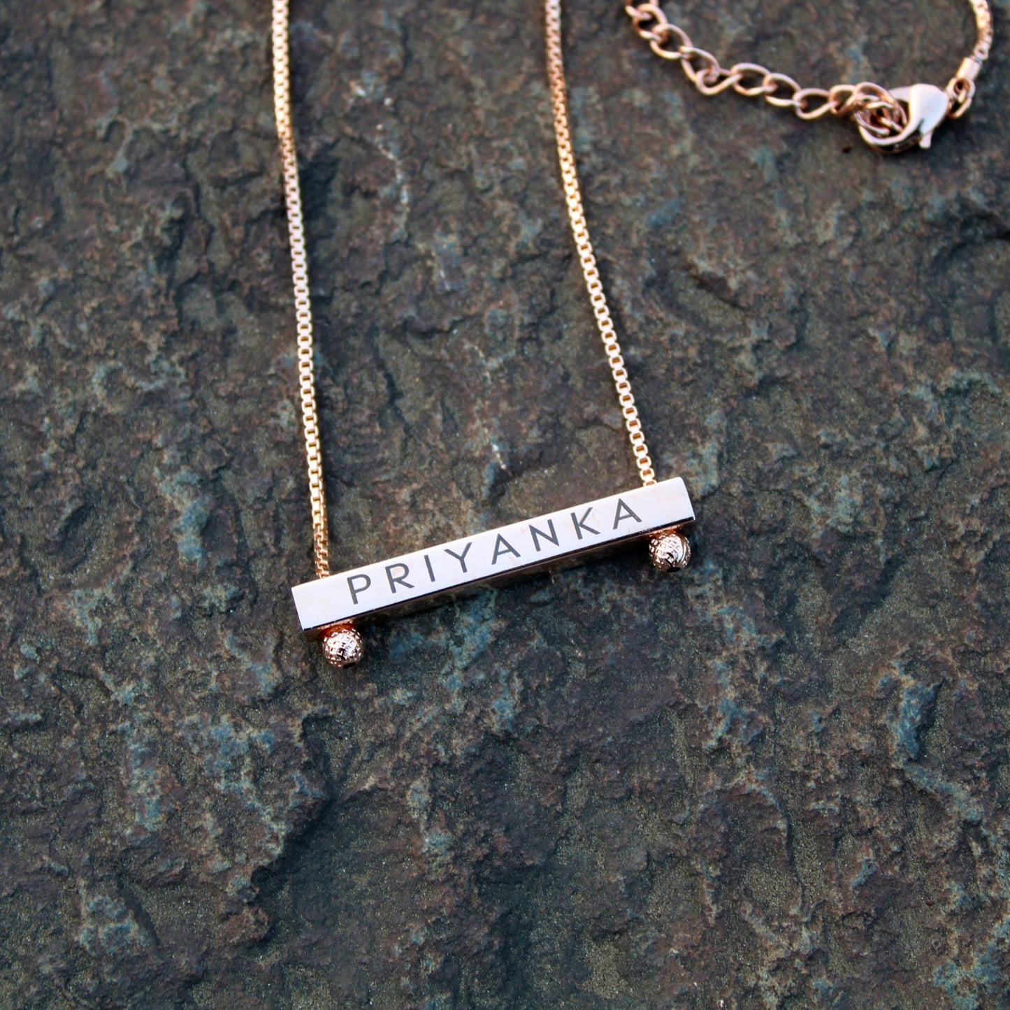 Yours Truly 22K Plated Reversible Bar Necklace