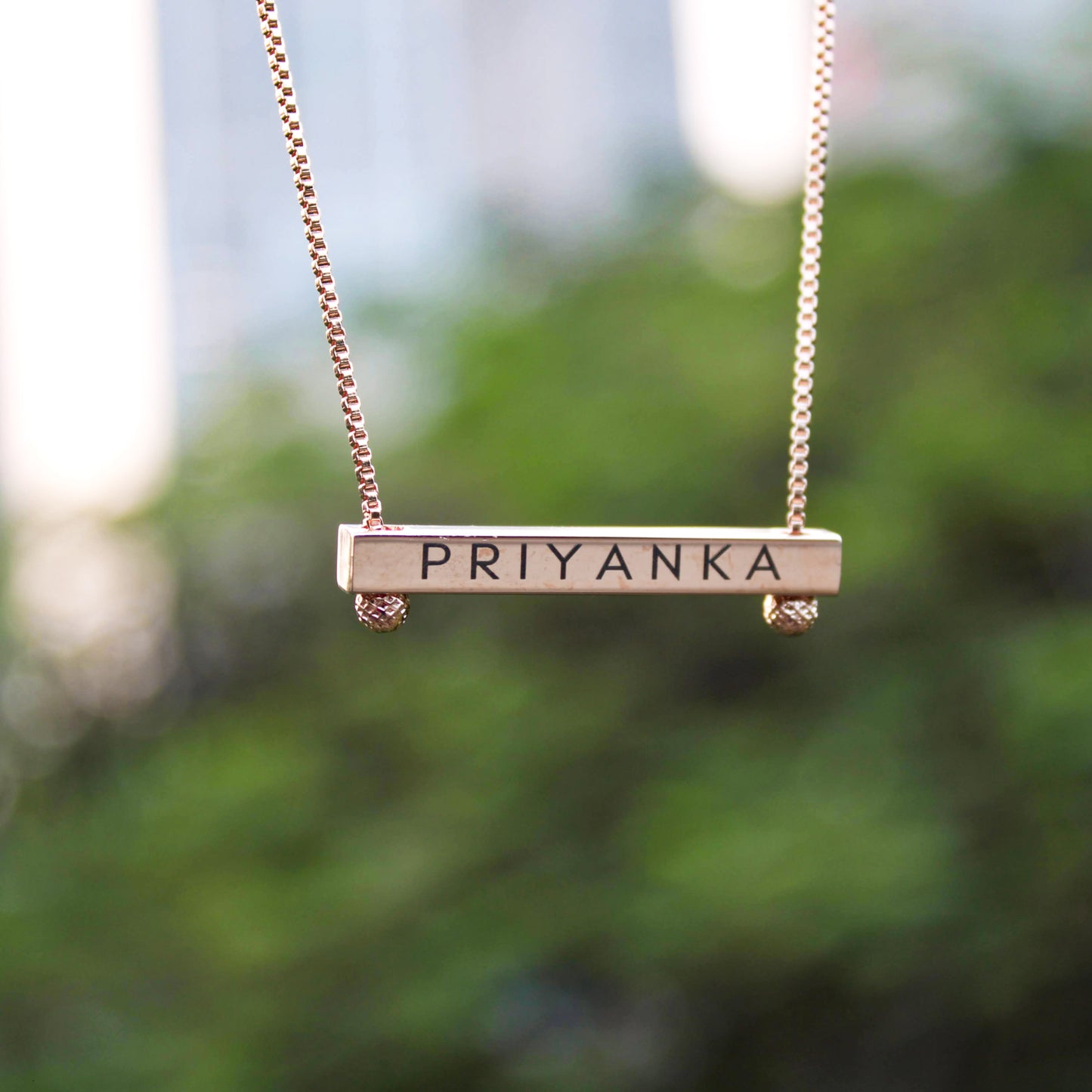 Yours Truly 22K Plated Reversible Bar Necklace