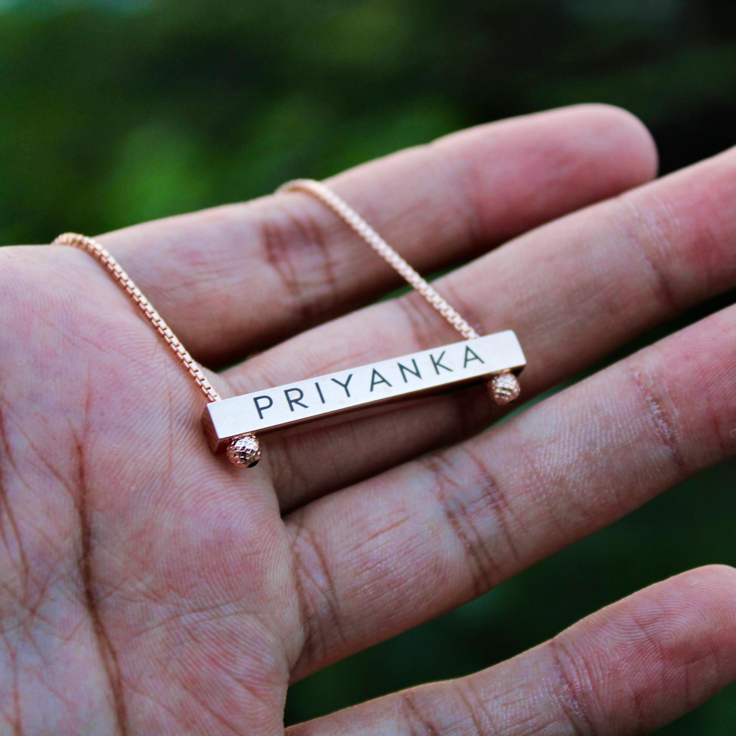 Yours Truly 22K Plated Reversible Bar Necklace