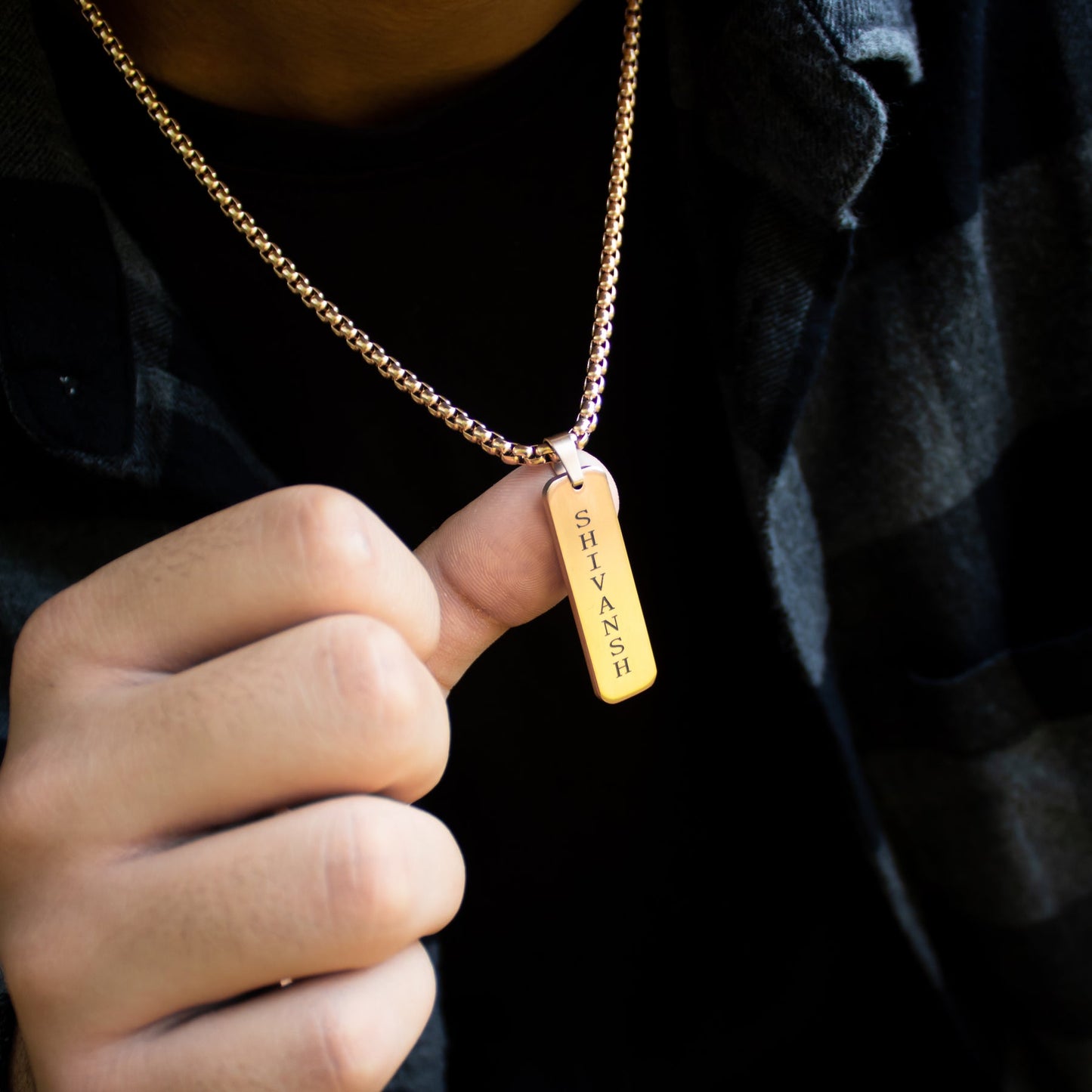 Yours Truly 22K Plated Reversible Tag Necklace