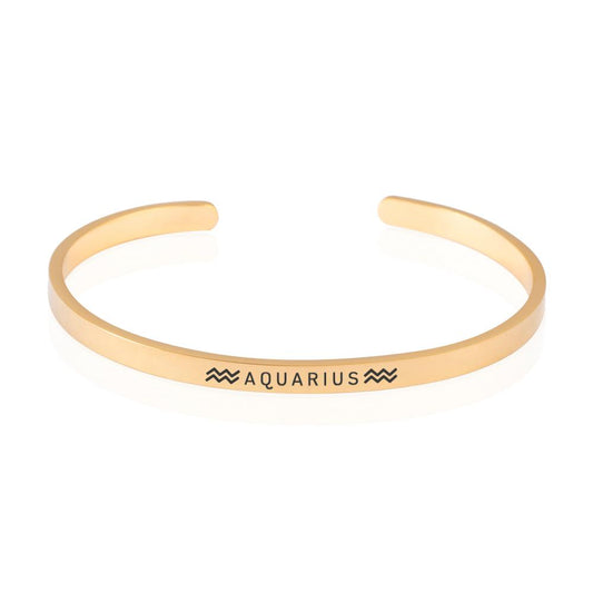 Yours Truly 22K Plated Zodiac Signs Cuff Bracelet