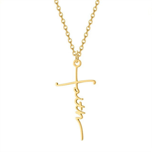 Yours Truly 22K Plated Cross Name Necklace