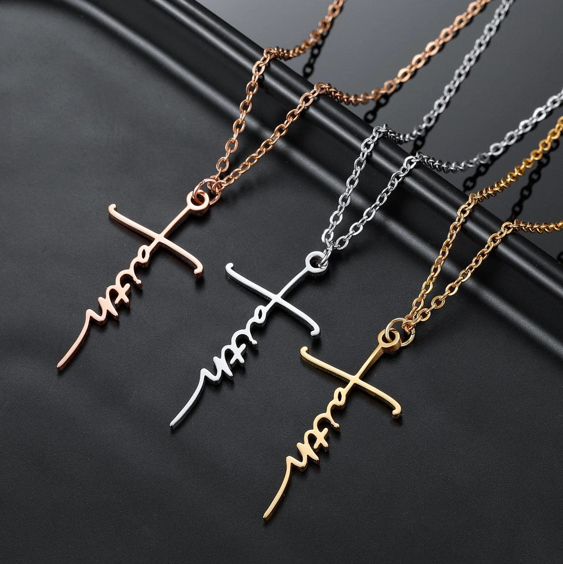 Yours Truly 22K Plated Cross Name Necklace