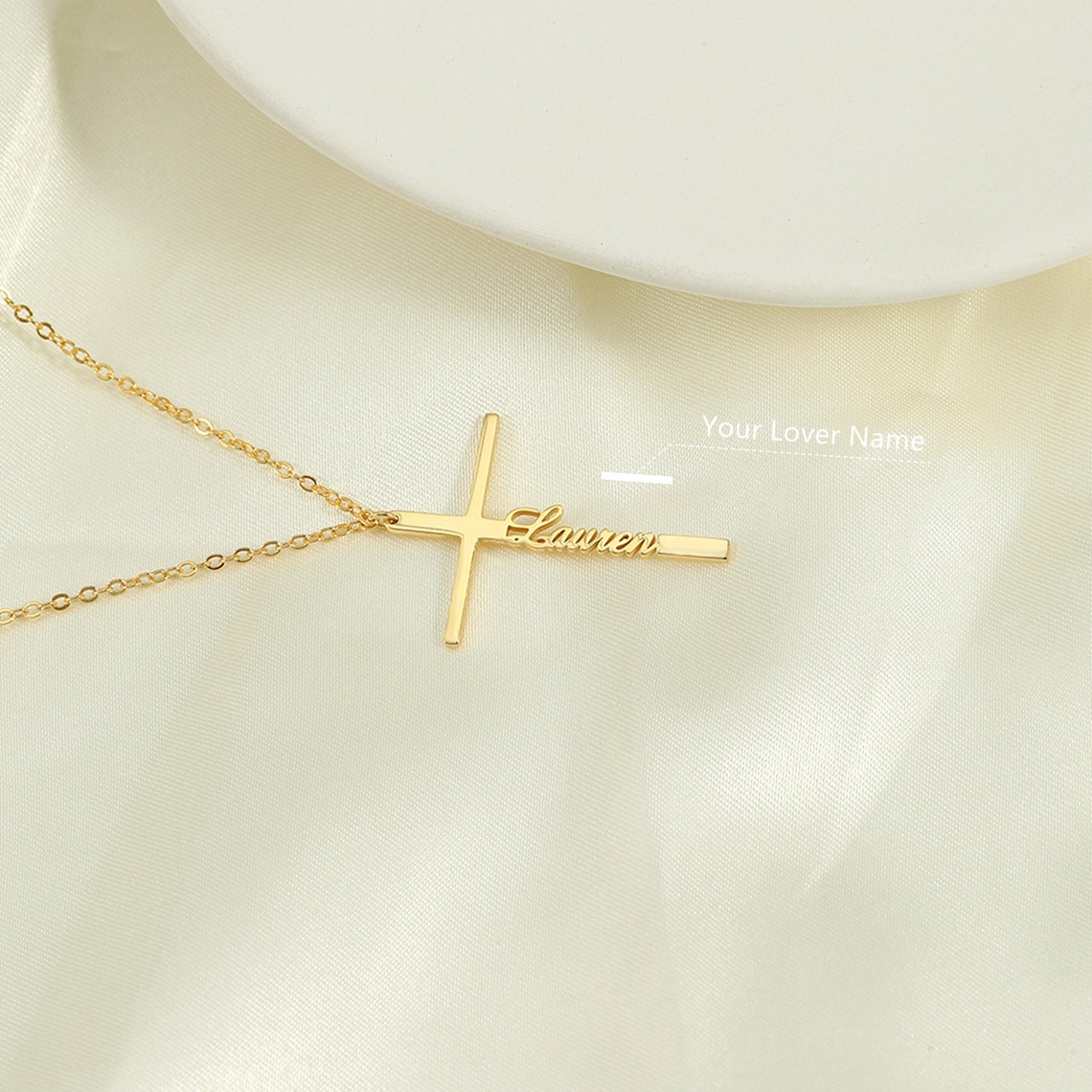 Yours Truly 22K Plated Cross Name Necklace