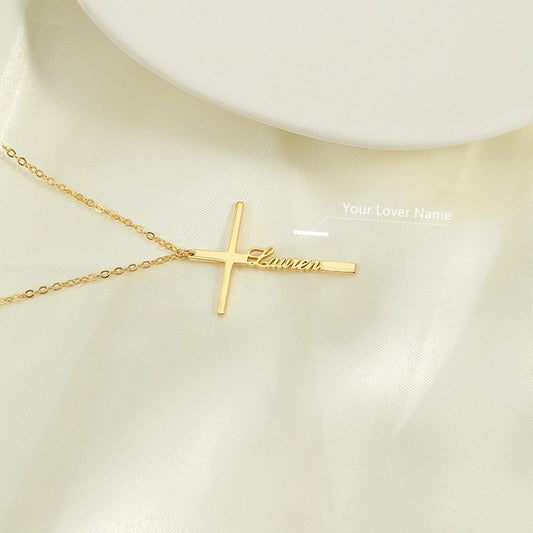 Yours Truly 22K Plated Cross Name Necklace