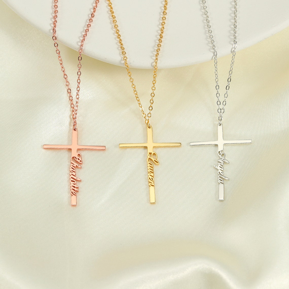 Yours Truly 22K Plated Cross Name Necklace