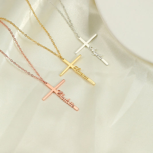 Yours Truly 22K Plated Cross Name Necklace