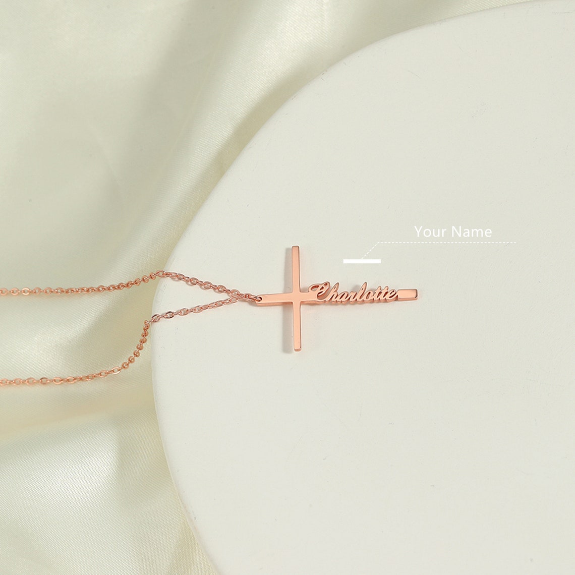 Yours Truly 22K Plated Cross Name Necklace