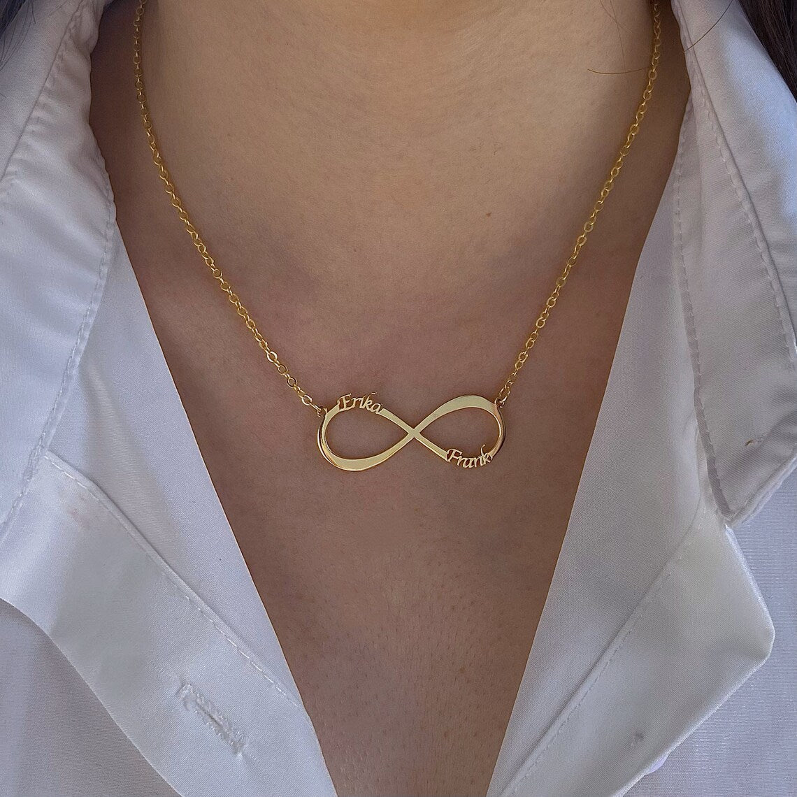 Yours Truly 22K Plated Infinity Couple Name Necklace