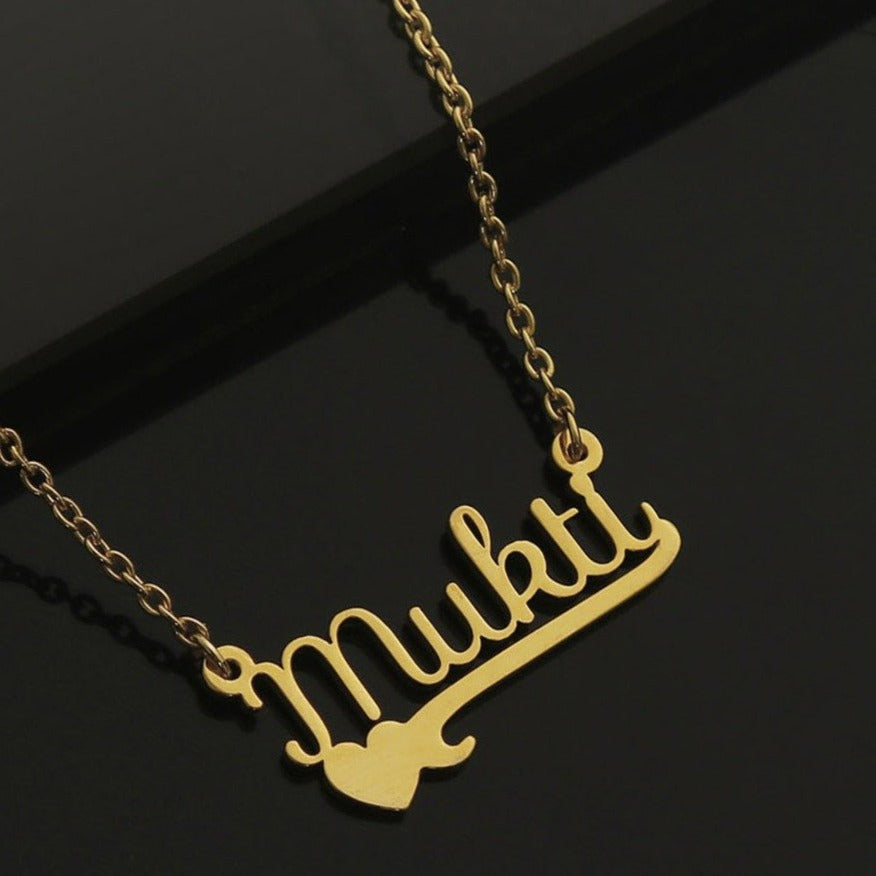 Yours Truly 22K Plated Heart Line Name Necklace