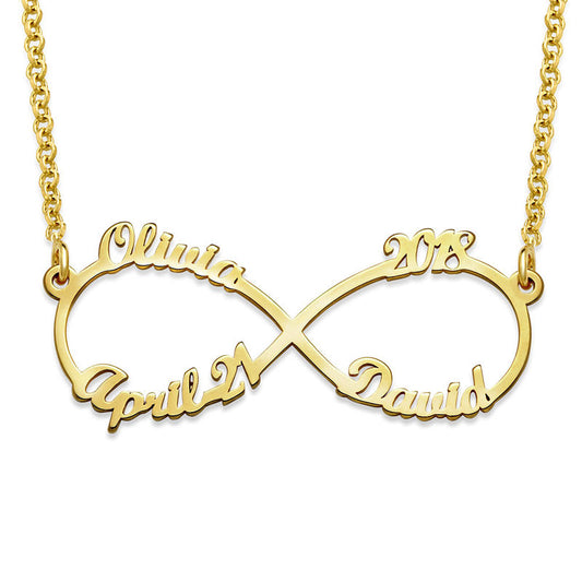 Yours Truly 22K Plated Infinity Family Name Necklace