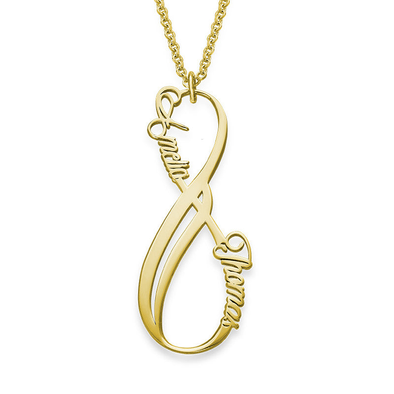 Yours Truly 22K Plated Vertical Infinity Couple Name Necklace