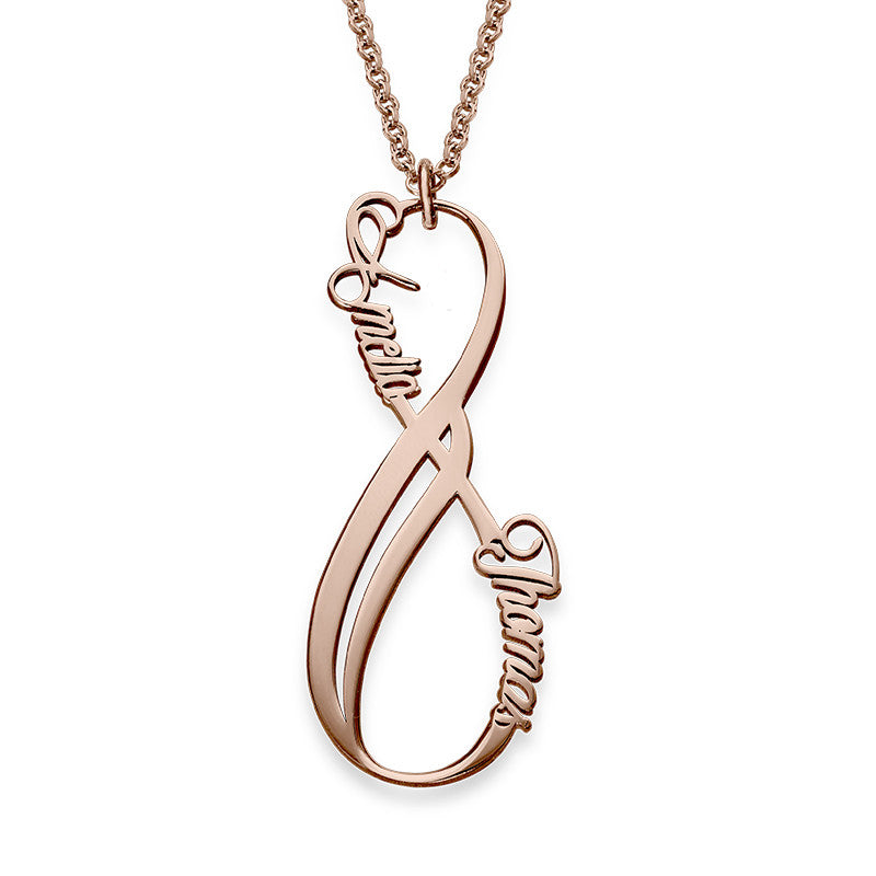 Yours Truly 22K Plated Vertical Infinity Couple Name Necklace