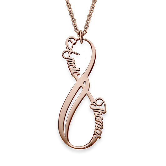 Yours Truly 22K Plated Vertical Infinity Couple Name Necklace