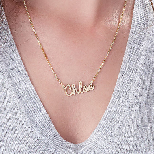 Yours Truly 22K Plated Cursive Name Necklace