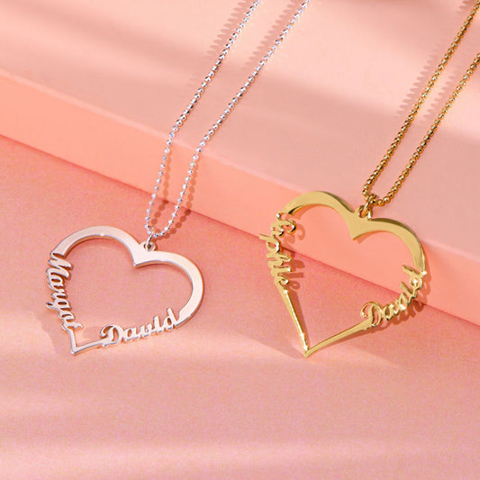 Yours Truly 22K Plated Heart Couple Name Necklace