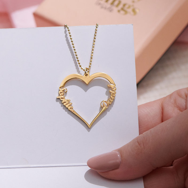 Yours Truly 22K Plated Heart Couple Name Necklace