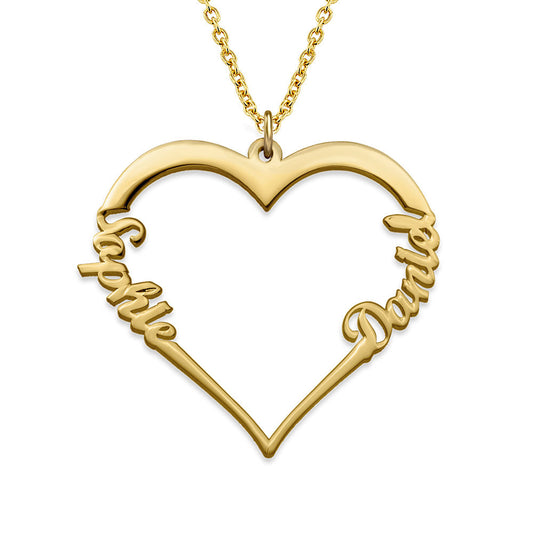 Yours Truly 22K Plated Heart Couple Name Necklace