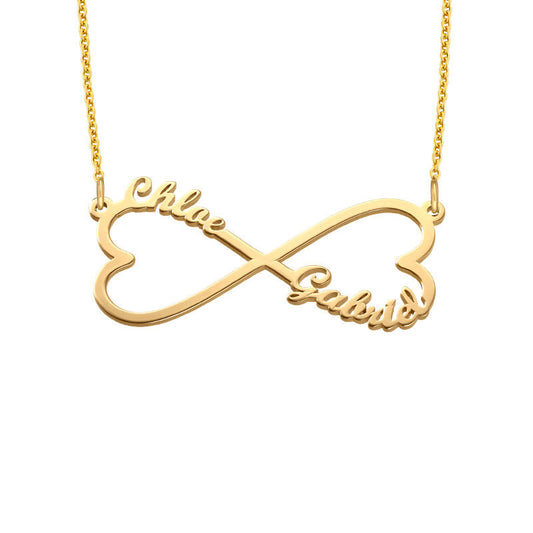 Yours Truly 22K Plated Infinity Heart Couple Name Necklace