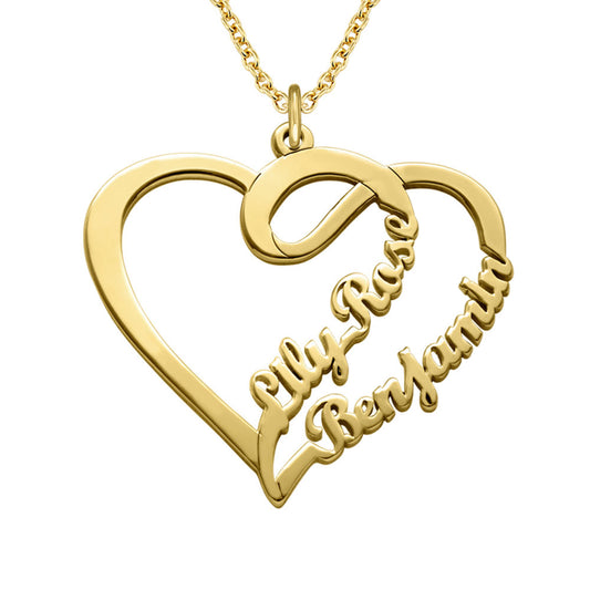 Yours Truly 22K Plated Heart Couple Name Necklace
