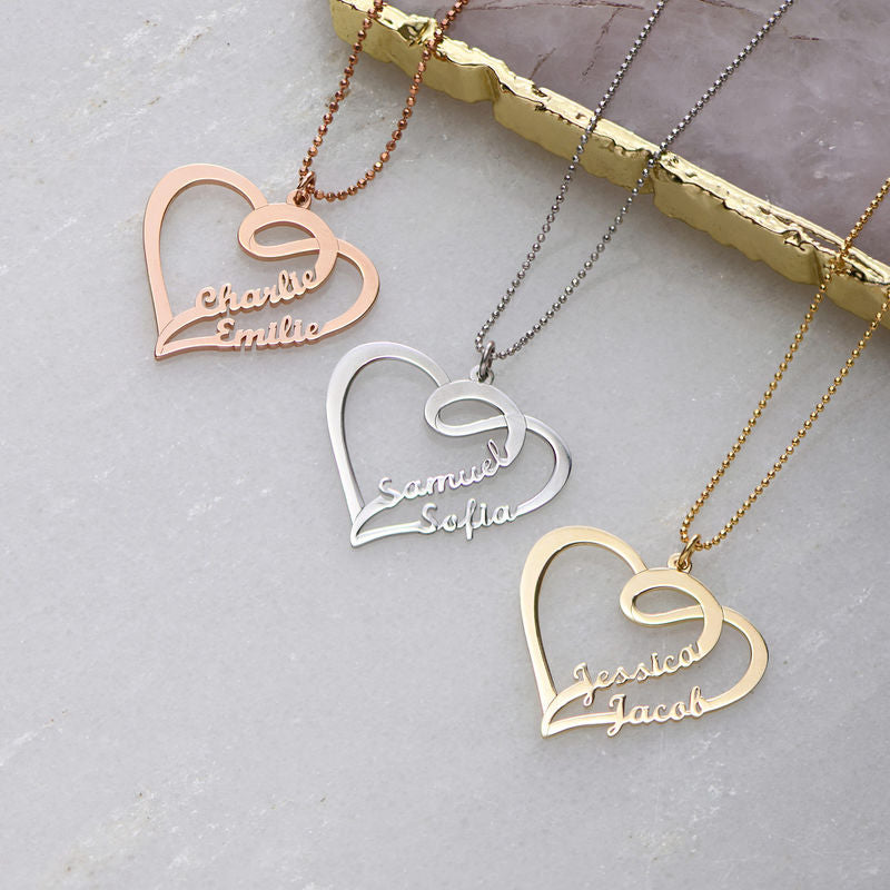 Yours Truly 22K Plated Heart Couple Name Necklace