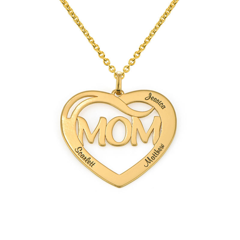 Yours Truly 22K Plated Heart Mom & Kids Name Necklace