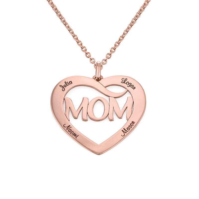 Yours Truly 22K Plated Heart Mom & Kids Name Necklace