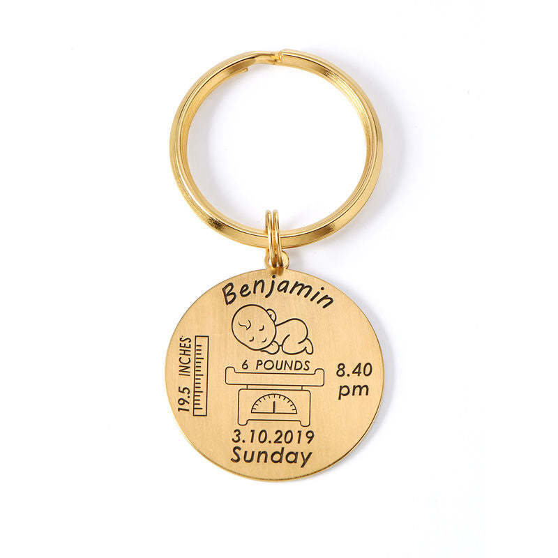 Yours Truly 22K Plated Baby Birth Keychain