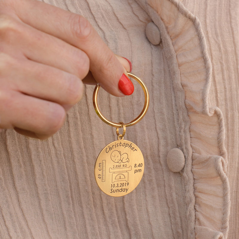 Yours Truly 22K Plated Baby Birth Keychain
