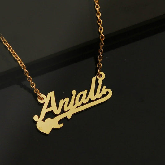 Yours Truly 22K Plated Heart Line Name Necklace