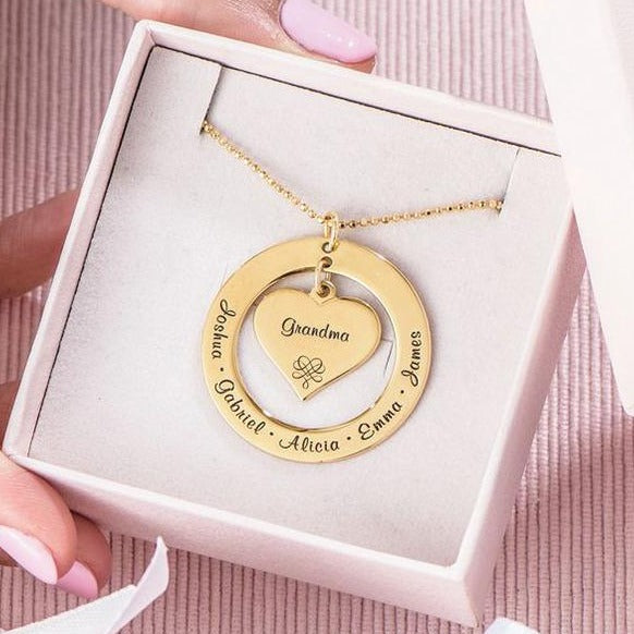 Yours Truly 22K Plated Heart-In-Circle Family Necklace