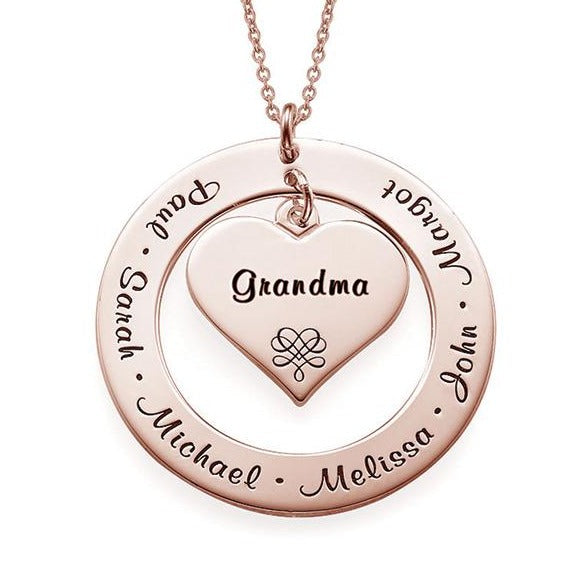 Yours Truly 22K Plated Heart-In-Circle Family Necklace