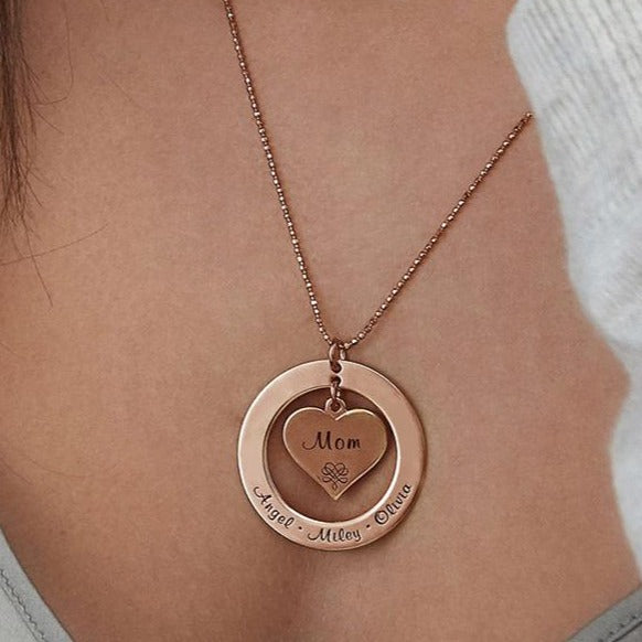 Yours Truly 22K Plated Heart-In-Circle Family Necklace