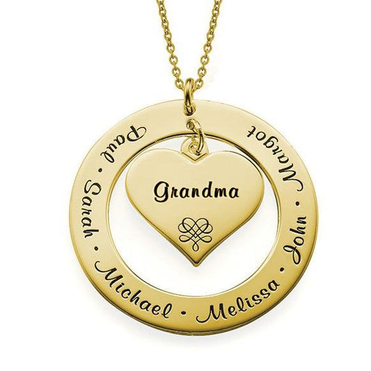 Yours Truly 22K Plated Heart-In-Circle Family Necklace