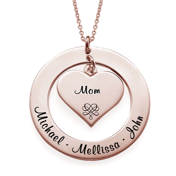 Yours Truly 22K Plated Heart-In-Circle Family Necklace