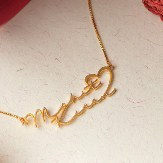 Yours Truly 22K Plated Signature Couple Name Necklace