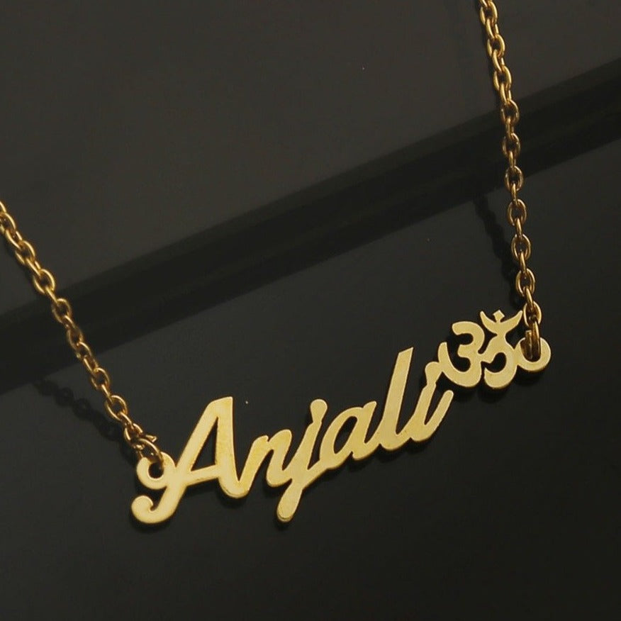 Yours Truly 22K Plated Om Name Necklace