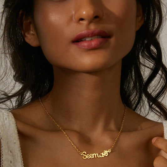 Yours Truly 22K Plated Om Name Necklace