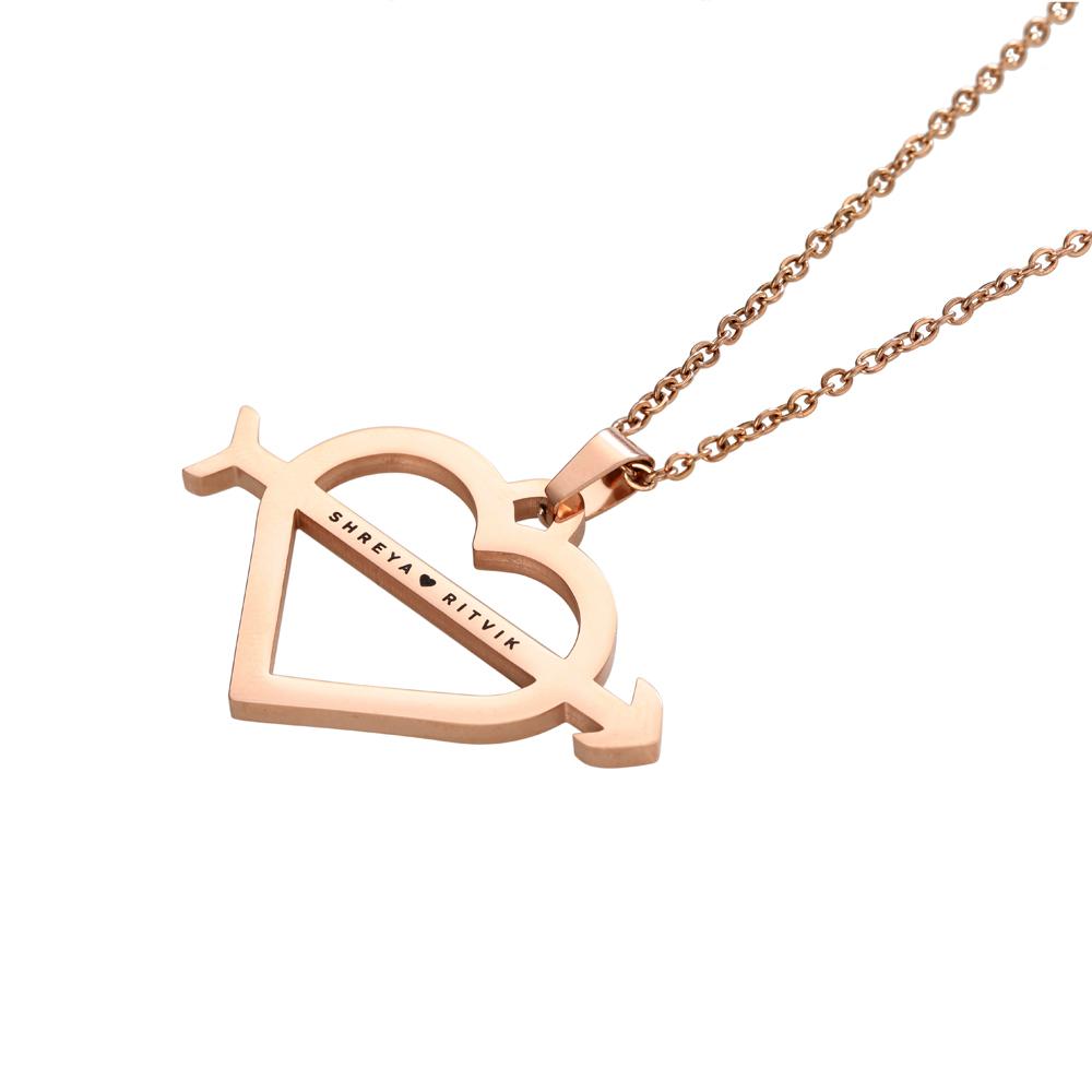 Yours Truly 22K Plated Arrow & Heart Couple Name Necklace