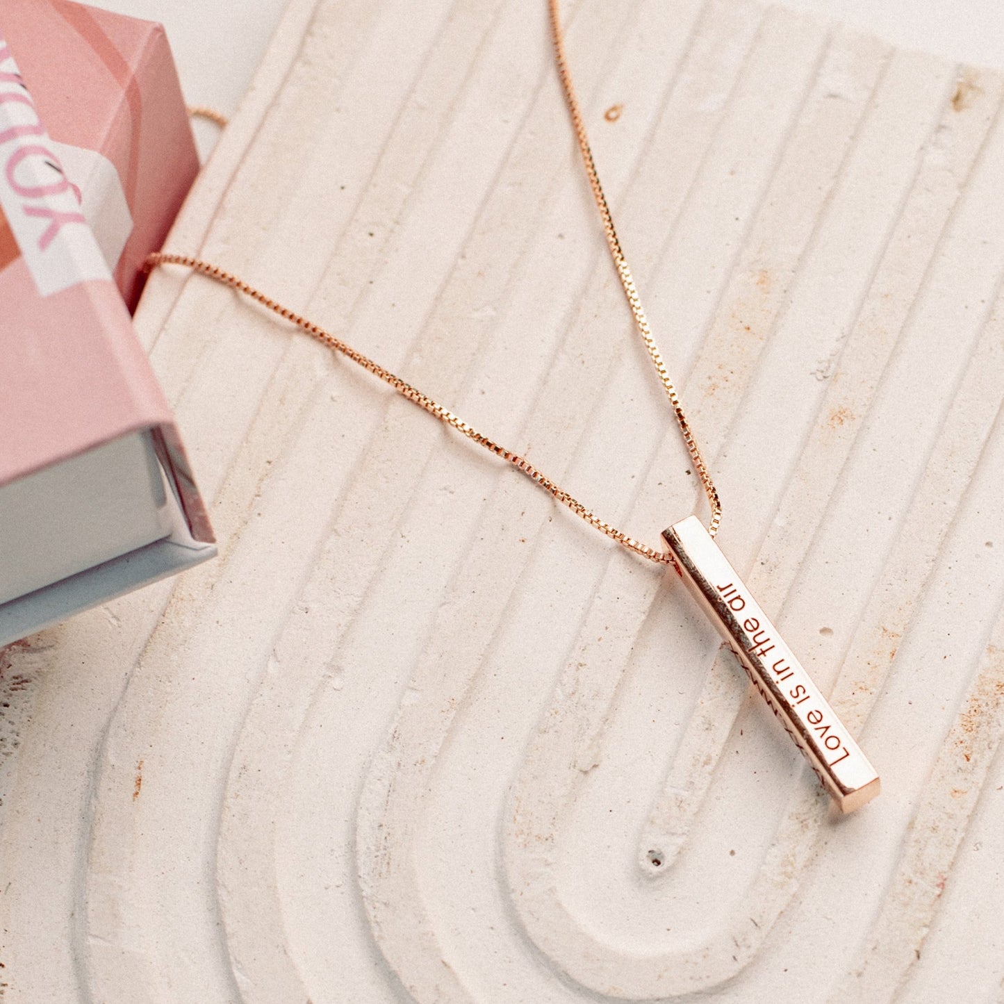 Yours Truly 22K Plated Cuboid Memory Bar Necklace