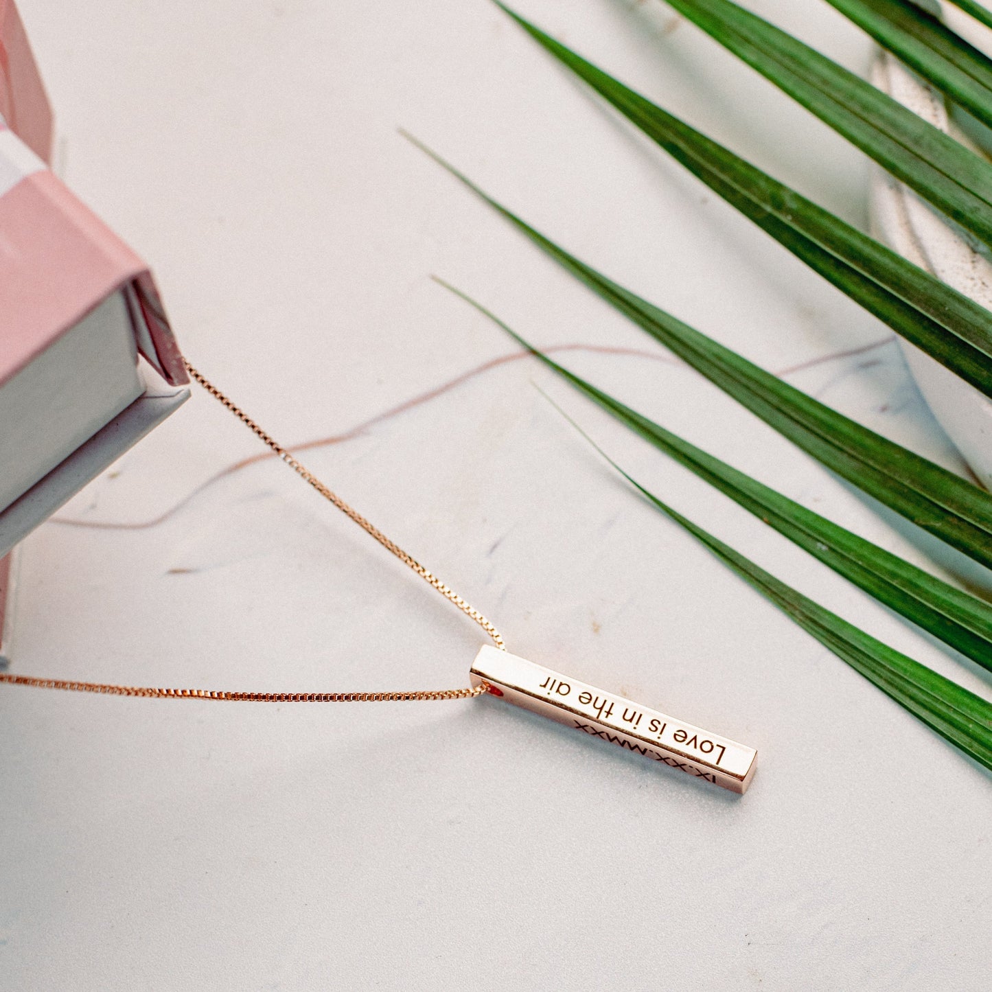 Yours Truly 22K Plated Cuboid Memory Bar Necklace